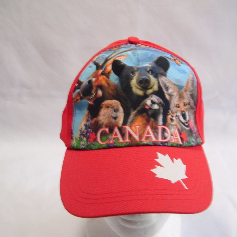 Red Canada Cap Adjustable Strap One Size Fits All